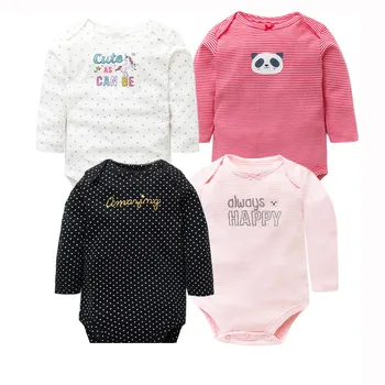 4 BUC/LOT Copil Nou-născut Îmbrăcăminte 2020 Noua Moda Băieți Copii Haine Fete din Bumbac Baby Body cu Maneca Lunga pentru Sugari Salopeta