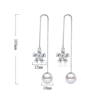 Femei de moda de brand de bijuterii de argint de lux pearl lung elegant linie ureche canaf Picătură Cercei temperament simplu feminin linie ureche