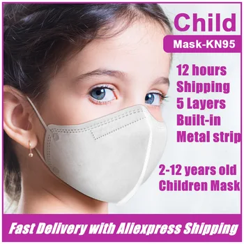100 Buc KN95 Copil Măști Copii FFP2 Mascarillas Praf, Bacterii Protecție Gura Capac Masca de Fata Ffp2reutilizable Refolosibile Bumbac