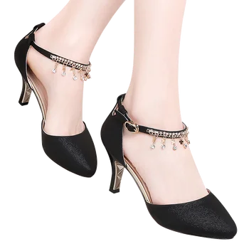 MOOLECOLE Femei Sandale Elegante Femei Doamnelor Pantofi cu Toc de 7,5 CM Petrecere de Nunta Pompe Alb & Negru Culoare Dimensiune EUR35-39 Model 70180