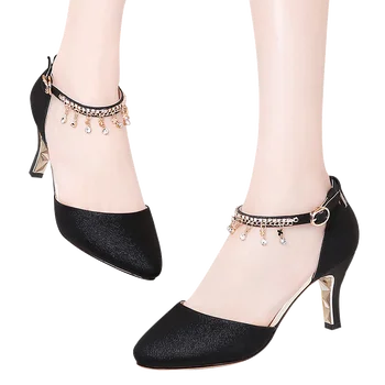 MOOLECOLE Femei Sandale Elegante Femei Doamnelor Pantofi cu Toc de 7,5 CM Petrecere de Nunta Pompe Alb & Negru Culoare Dimensiune EUR35-39 Model 70180
