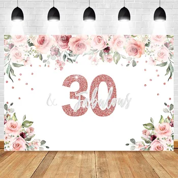 Celebrarea a 30 de ani de Fotografie de Fundal pentru Dragoste Vârstnicul Pink Flower Party Banner Sprijin de Fundal Personalizate