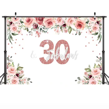 Celebrarea a 30 de ani de Fotografie de Fundal pentru Dragoste Vârstnicul Pink Flower Party Banner Sprijin de Fundal Personalizate