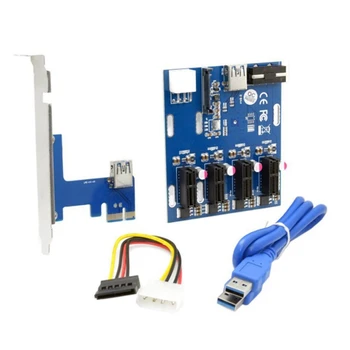 PCI-E 1X Expansiune Kit 1 la 4Slots Comutator de Multiplicare Hub PCI-E Riser Card Adaptor cu Cablu USB 3.0 Pcie Miniere Module