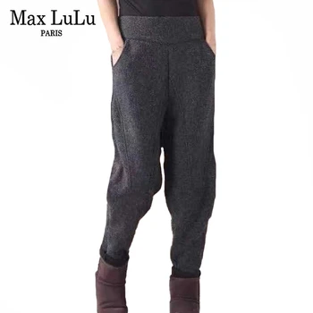 Max LuLu Europeană Stil Lux De Iarnă Pantaloni Femei Vrac Epocă De Blană Cald Pantaloni Harem Ladeis Casual Punk Pantalons Plus Dimensiune