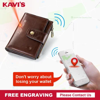 KAVIS rfid Inteligent Portofel din Piele cu alarmă Harta GPS Bluetooth Negru Barbati Geanta de Înaltă Calitate, Design Portofele Gratuit Gravare