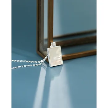 Kinel 2020 Nou Sterling Silver Shell Colier Coreea de INS Elegant Geometrică Pătrat Sterling Coliere de Argint 925 pentru Femei