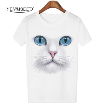 YEMUSEED 3D Topuri Harajuku Cat tricou Femei Casual kawaii Blusa tumblr T-shirt Teuri Plus Dimensiune XL