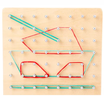 Lemn Gfr Set 8x8 Pin Geometrie Forma de Puzzle Placa Cu Activitate Carduri de Model de Latex Benzi Elastice de Învățare de Învățământ de Jucărie