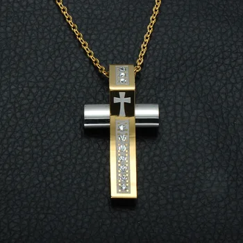 Christian Titan Oțel Arc Religioase Pandantiv Cruce Cu Oțel Inoxidabil Colier Bijuterii