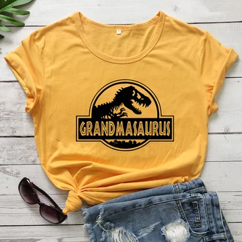 Grandmasaurus Bumbac T-shirt Amuzant Bunica Cadou Tricou Femei Drăguț Maneci Scurte Dinozaur Graphic Tee Cămașă de Sus