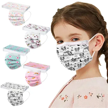 50PC Multi-culoare imprimate Vizualizare Unică folosință Copii pentru Copii Mască de Unică folosință Masca de Fata 3Ply Ureche Loop Masca маска от вируса