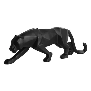 Modern Abstract Panteră Neagră Sculptura Geometrice Rășină Leopard Statuie Mare