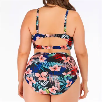Talie mare pentru Femei costume de Baie Plus Dimensiune Costume de baie Bikini Set Underwire Sanii Mari Biquini Print Swim Purta Brazilian 2 Bucata 3XL 4XL