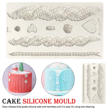 De Vânzare la cald 3D Tricotat Textura de Silicon Mucegai Tort de Crăciun de Frontieră Fondant Forme de Tort Decorare Ciocolata Gumpaste Mucegai