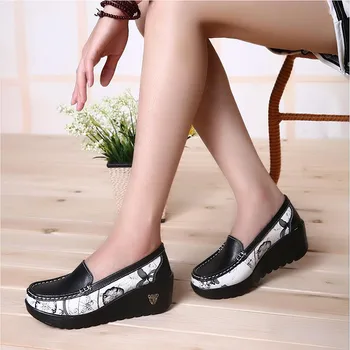 Feminin Leagăn pantofi casual mocasini platforma de moda pentru femei pantofi pompe mozaic pene de pantofi cu toc de Primavara Toamna pantofi cu barca