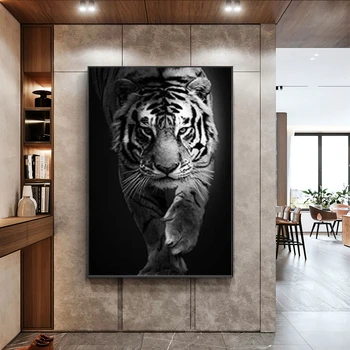 Negru Și Alb Tigru Animal printuri de Arta de Perete de Arta Poze Panza Pictura Abstractă Panza Poster Pictura Decor Acasă