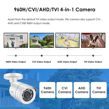 ZOSI 1080P 960H AHD Analogic TVI Filtru IR Nightvision Video Glont rezistent la apa Camera de Supraveghere CCTV pentru DVR Kiit