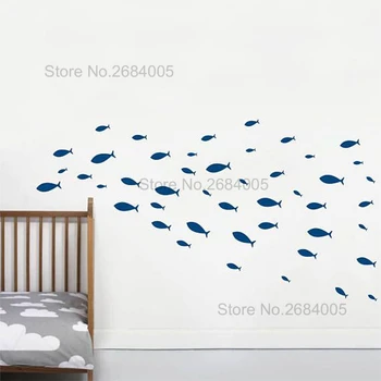 Școală de pește Perete Decal Nautice Decor Acasă Pentru Copiii de Grădiniță Camera Dormitor Marin Decorare Autocolant Vinil Artă Murală Y28