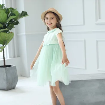 CANDYDOLL noua rochie de printesa de fata este o rochie de culoare solidă pentru copil rochie verde din voal subțire pendul
