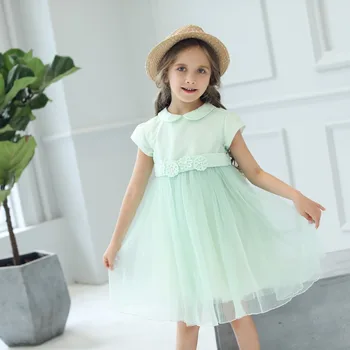 CANDYDOLL noua rochie de printesa de fata este o rochie de culoare solidă pentru copil rochie verde din voal subțire pendul