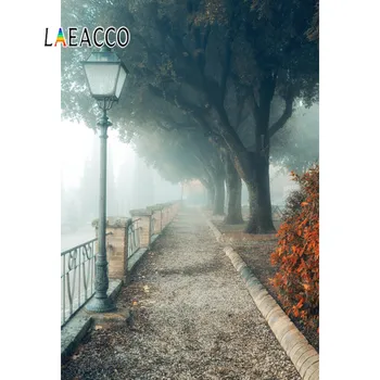 Laeacco Toamna Copac Vechi Oraș De Pe Malul Lacului Dimineață Tulbure Mod Portret Copil Fundaluri Foto Fotografie De Fundal Pentru Studio Foto