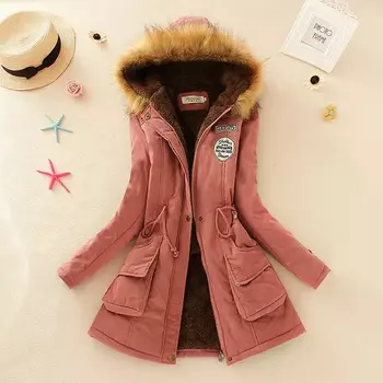 Noi de iarna femei jacheta mediu-lung îngroșa plus dimensiune 4XL uza vatuit cu gluga haina subțire hanorac bumbac căptușit jacke palton