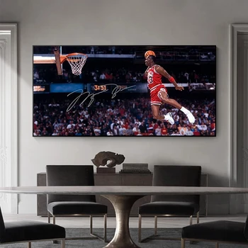 Michael Jordan Clasic Zbor Dunk FACE să SE ÎNTÂMPLE Poze de Perete pentru Camera de zi Sport Poster Decor Acasă Panza Pictura