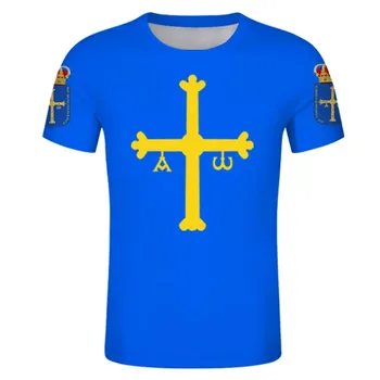 Asturias am Personalizat Gratuit tricou SPANIOLĂ Asturies tricouri Steag Stema Tricouri DIY comunitate autonomă Nume de Oraș Numărul tricou