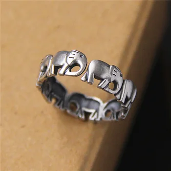 S925 Argint Thai Ring Sterling Silver Elefanți Inele pentru Femei Vintage Bijuterii Fine de Deschidere Inele de sex Feminin Aniversare Inel