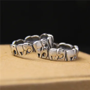 S925 Argint Thai Ring Sterling Silver Elefanți Inele pentru Femei Vintage Bijuterii Fine de Deschidere Inele de sex Feminin Aniversare Inel