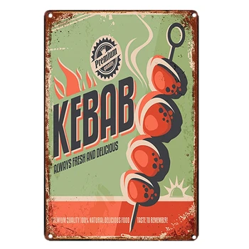 Kebab GRĂTAR Metalic Semn de Staniu Poster Decor Acasă Bara de Alimente Carne Tin Semn Placa de Perete Bar Pub Kicken Acasă Decor de Perete