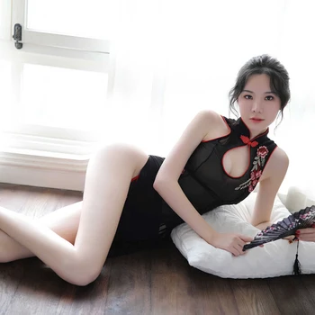 Sexy Cheongsam Chineză Lenjerie Erotica Lenjerie Rochie Pentru Sex Transparent Babydoll, Costume Pentru Adulți