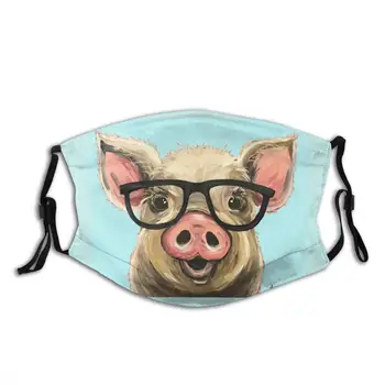 Drăguț De Porc Cu Ochelari De Arta Print Filtru Lavabil Anti Praf De Gura Masca De Porc Arta De Porc Pictura Piele De Porc De Porc Telefon De Portofel De Porc Cu