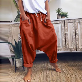 Moda Pantaloni Harem Pentru Femei Casual Hip Hop Pantaloni Largi, Cu Buzunar Culoare Solidă De Epocă Jogging Pantaloni Largi Picior Femei 2020 Codrin