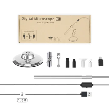 3 În 1 Microscop Digital 1080P USB Endoscop cu Camera De 8 Led-uri IP67 1.0 mp mărire 200X Sta Lupa Windows, Android, MAC