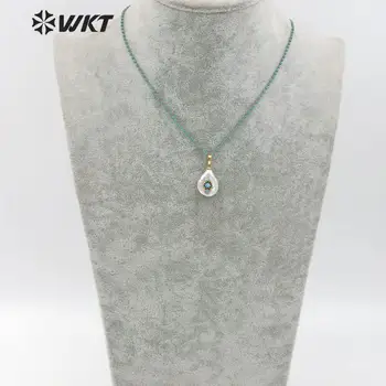 WT-MN952 WKT Multi-opțional Culori Colier de Cristal Natural de apă Dulce Pearl și CZ Pandantiv Cadou Pentru Femei