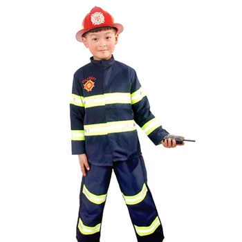 100-180cm Copii Polițiști Pompier Cosplay, Costume de Halloween Fancy Pompierul Sam Foc Burghiu Exercițiu Armata Costum cu Casca Jucarii