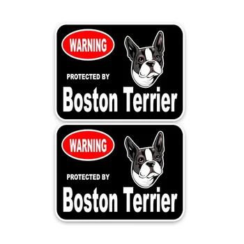 Amuzant 2X Boston Terrier-Caine de Paza Bara Ferestrei Masina Autocolant Decal PVC 15cm X 12cm