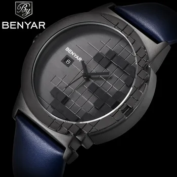 BENYAR 2019 lux brand de top pentru bărbați ceasuri cuarț analogic 3D ceas din piele barbati armata militară sport ceasuri Relogio Masculino
