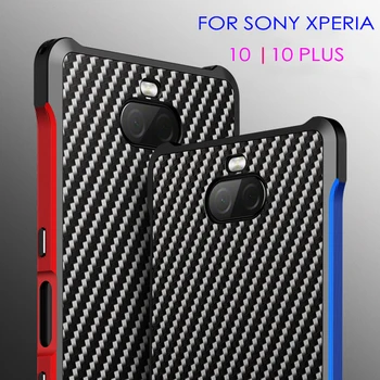 Pentru Sony Xperia 10 Plus Bara de protecție Armura rezistenta la Socuri Metal Bara cu Fibra de Carbon Capacul din Spate Caz Greu pentru Sony 10Plus Etuis Coques