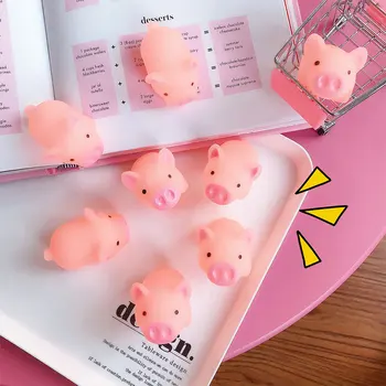10buc Mini Porci Roz Jucărie Drăguț Vinil Stoarce de Sunet de Animale Minunat Antistres Fragili Stoarce de Porc Jucării pentru Copii Cadouri