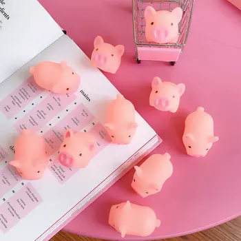 10buc Mini Porci Roz Jucărie Drăguț Vinil Stoarce de Sunet de Animale Minunat Antistres Fragili Stoarce de Porc Jucării pentru Copii Cadouri