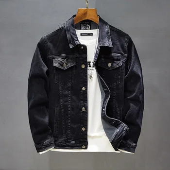 2020 Toamna barbati classic negru slim casual jacheta denim blugi negri decolorati jacheta hip-hop streetwear haine 4XL pentru bărbați