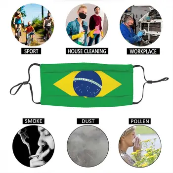 Brazilia Flag Lavabil Unisex Pentru Adulti Masca De Fata Anti-Ceață Capac Protecție Praf Respirat Gura Mufla
