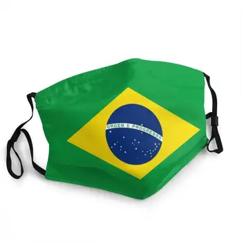 Brazilia Flag Lavabil Unisex Pentru Adulti Masca De Fata Anti-Ceață Capac Protecție Praf Respirat Gura Mufla