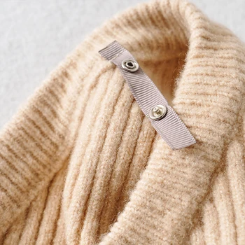 ZA 2020 nouă Femei Toamna iarna culoare Solidă pulover tricotate Pătrat Pulover cu guler Fata Maneca Lunga pulover Casual