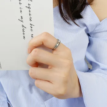 AsinLove Personalizate Retro Margele Inel Neted Real Argint 925 Inele Reglabile pentru Femei, Handmade, Design de Bijuterii Fine
