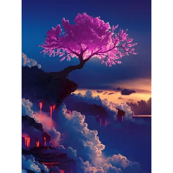 Plină Piața de foraj 5D DIY Diamant pictura fluture Roz Vulcan cherry blossom Mozaic cruciulițe Stras decorare cadou