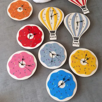 Drăguț Ceas de Perete Copii Cadouri Unice stil Nordic Copii Desene animate cu Balonul cu Aer Cald Ceas Mut Ceas Camera Decoratiuni Acasă